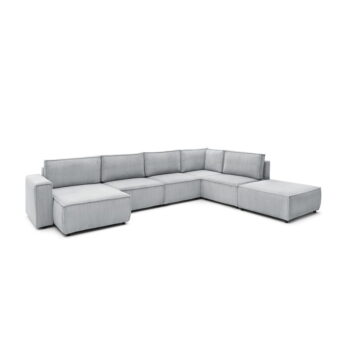 Svetlosivá menčestrová rohová pohovka (pravý roh/do tvaru "U") Nihad modular – Bobochic Paris - Image 3