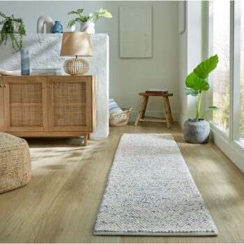 Svetlomodrý ručne tkaný behúň s prímesou vlny 60x230 cm Minerals – Flair Rugs - Image 5