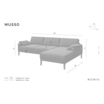 Koňakovohnedá kožená rohová pohovka MESONICA Musso, pravý roh - Image 7