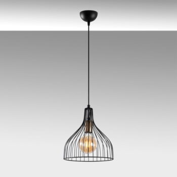 Čierne závesné svietidlo s kovovým tienidlom ø 25 cm Cafu – Opviq lights - Image 4