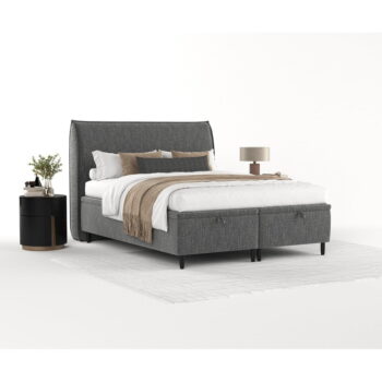 Sivá čalúnená dvojlôžková posteľ s úložným priestorom 200x200 cm Pearl – Maison de Rêve – Obrázok 5