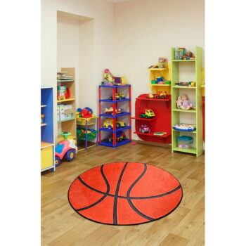 Oranžový detský protišmykový koberec Chilam Basketball, ø 140 cm - Image 3