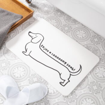 Biela kúpeľňová predložka z kremeliny 39x60 cm Dachshund – Artsy Doormats - Image 2
