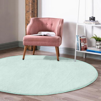 Prateľný okrúhly koberec v mentolovozelenej farbe vhodný pre robotické vysávače ø 80 cm Comfort – Mila Home - Image 3