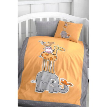 4-dielne bavlnené detské obliečky do postieľky s plachtou 100x150 cm Orange Animal – Mila Home