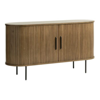 Hnedá nízka komoda v dekore duba s posuvnými dverami 140x76 cm Nola – Unique Furniture – Obrázok 2