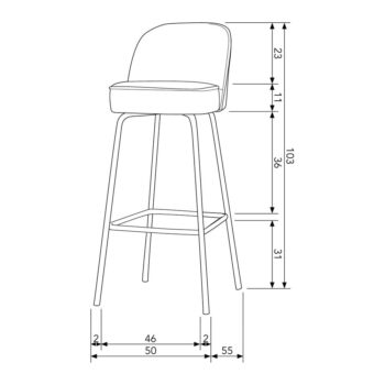 Krémová zamatová barová stolička 103 cm Vogue – BePureHome - Image 3