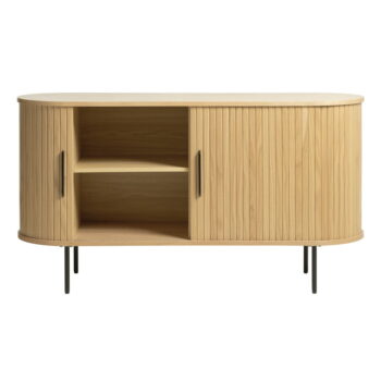 Nízka komoda v dekore duba s posuvnými dverami v prírodnej farbe 140x76 cm Nola – Unique Furniture – Obrázok 4