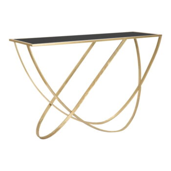 Konzolový stolík so sklenenou doskou v čierno-zlatej farbe 40x120 cm Ring – Mauro Ferretti
