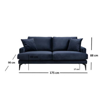 Tmavomodrá pohovka 175 cm Papira – Balcab Home – Obrázok 7