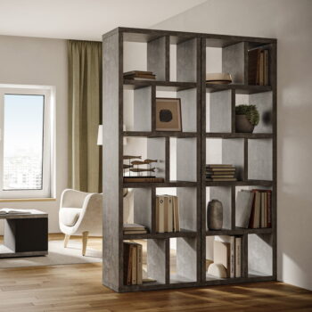 Sivá knižnica v dekore betónu 70x198 cm Berlin – TemaHome - Image 5