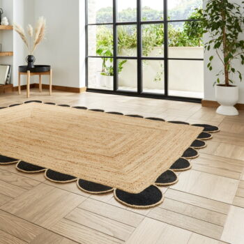 Jutový koberec v čiernej a prírodnej farbe 160x230 cm Savannah Jute – Think Rugs – Obrázok 4