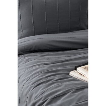 Tmavosivá bavlnená súprava plédu a obliečok na vankúš 170x210 cm Sedef – Mijolnir – Obrázok 4