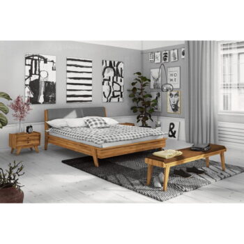 Lavica z dubového dreva s oranžovým sedákom Retro - The Beds – Obrázok 2