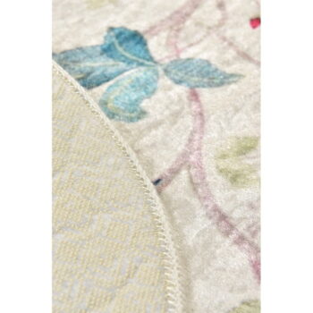Béžová zamatová kúpeľňová predložka ø 100 cm Vintage Flower – Foutastic - Image 4