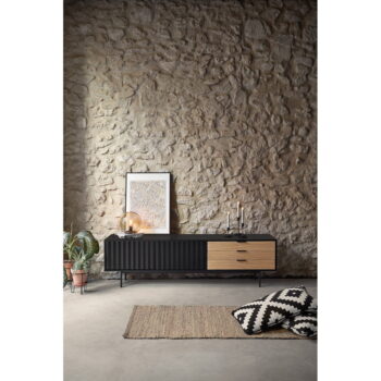 TV stolík v dekore duba v čierno-prírodnej farbe 180x52 cm Sierra – Teulat - Image 6
