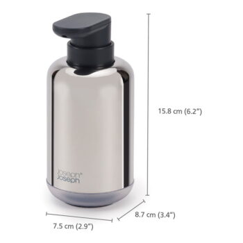 Dávkovač mydla z nehrdzavejúcej ocele v lesklo striebornej farbe 300 ml EasyStore Luxe – Joseph Joseph – Obrázok 7