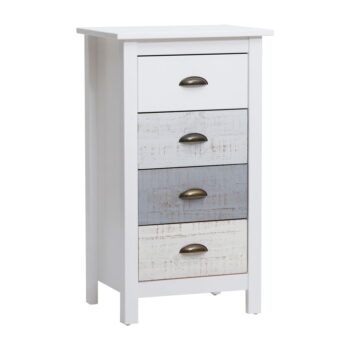 Vysoká bielo-sivá komoda so 4 zásuvkami Marckeric Romantica, 46 × 80 cm – Obrázok 3