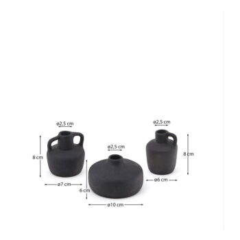 Čierne terakotové vázy v súprave 3 ks (výška 6 cm) Sofra – Kave Home - Image 4