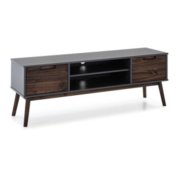 Antracitový/tmavohnedý TV stolík z borovicového dreva 140x52,5 cm Nussa – Marckeric - Image 3