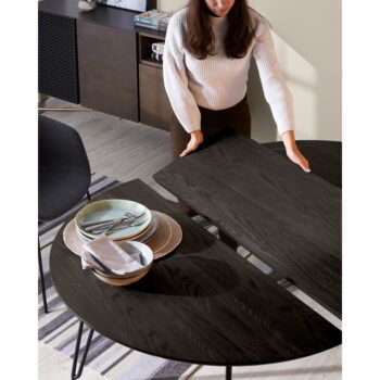 Tmavohnedý rozkladací jedálenský stôl s doskou v dekore jaseňového dreva 100x170 cm Milian – Kave Home – Obrázok 6