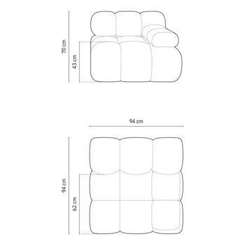 Svetlosivý modul pohovky z textílie bouclé (pravý roh) Bellis – Micadoni Home – Obrázok 9