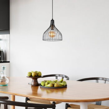 Čierne závesné svietidlo s kovovým tienidlom ø 25 cm Cafu – Opviq lights - Image 2