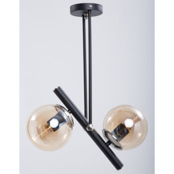 Čierne stropné svietidlo so skleneným tienidlom ø 15 cm Libra – Squid Lighting - Image 2