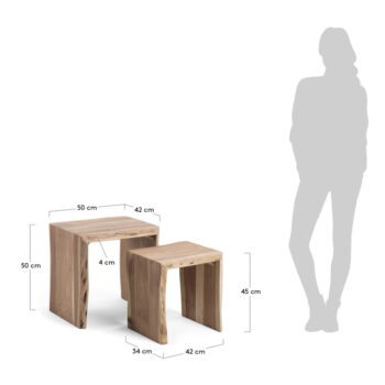 Odkladacie stolíky z masívu akácie v súprave 2 ks 42x50 cm Zuleika – Kave Home – Obrázok 6