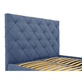 Modrá čalúnená dvojlôžková posteľ s úložným priestorom a roštom 140x190 cm Bee – Scandic - Image 6
