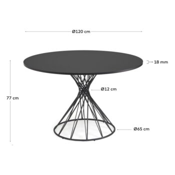 Čierny okrúhly jedálenský stôl s čiernou doskou ø 120 cm Niut – Kave Home - Image 5