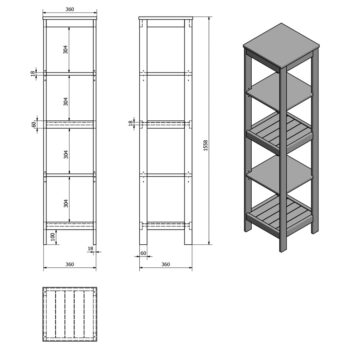Biely kúpeľňový regál 36x156 cm Etide – Sapho – Obrázok 4