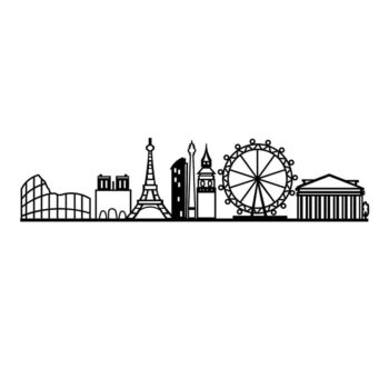 Kovová nástenná dekorácia 120x29 cm Cities - Wallity – Obrázok 2