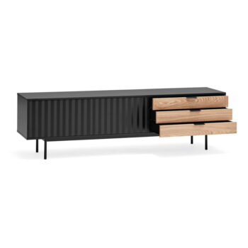 TV stolík v dekore duba v čierno-prírodnej farbe 180x52 cm Sierra – Teulat - Image 3