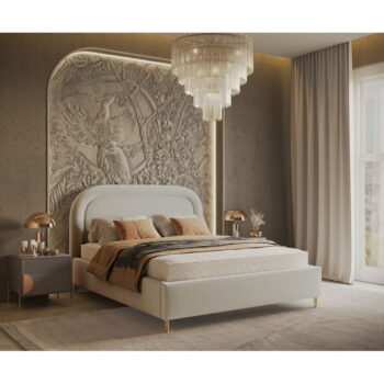 Krémová čalúnená dvojlôžková posteľ s úložným priestorom s roštom 140x200 cm Mija – Maison de Rêve - Image 4