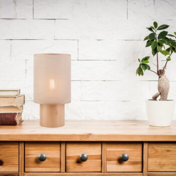 Svetlohnedo-béžová stolná lampa s textilným tienidlom, výška 30 cm Ari – LAMKUR - Image 3