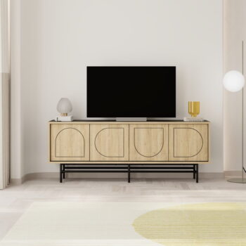 TV stolík v dekore duba v čierno-prírodnej farbe 149,5x56,5 cm Giana – Marckeric - Image 4