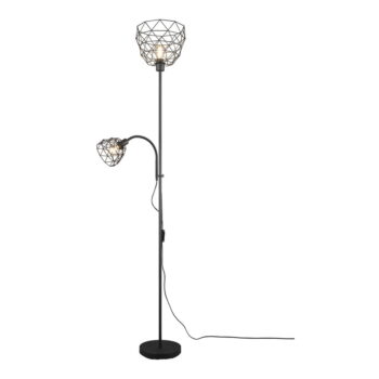 Čierna stojacia lampa s kovovým tienidlom (výška 180 cm) Haval – Trio - Image 2