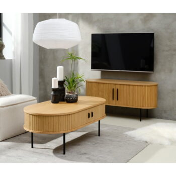TV stolík v dekore duba v prírodnej farbe 120x56 cm Nola – Unique Furniture - Image 5