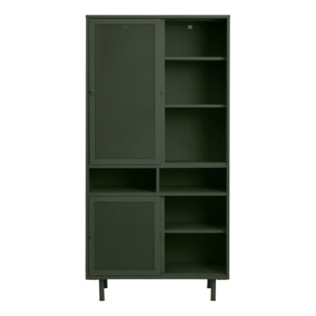 Tmavozelená kovová šatníková skriňa s posuvnými dverami 90x180 cm Veep – Unique Furniture - Image 4