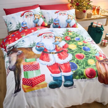 Obliečky na dvojlôžko 200x200 cm Retro Santa – Catherine Lansfield - Image 2