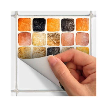 Sada 9 nástenných samolepiek Ambiance Wall Decal Tiles Mosaics Sanded Grade, 15 × 15 cm - Image 3