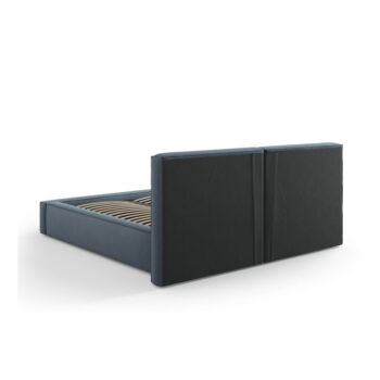 Tmavomodrá čalúnená dvojlôžková posteľ s úložným priestorom a roštom 160x200 cm Arendal – Cosmopolitan Design - Image 4
