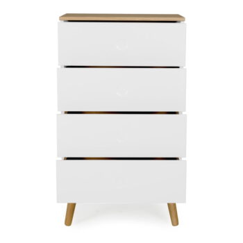 Biela skrinka s detailmi v dekore dubového dreva s 4 zásuvkami Tenzo Dot, šírka 55 cm - Image 3