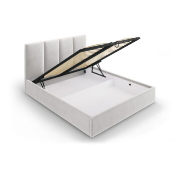 Svetlosivá zamatová dvojlôžková posteľ Mazzini Beds Juniper, 160 x 200 cm – Obrázok 3