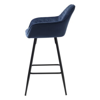 Modrá zamatová barová stolička (výška sedadla 67 cm) Milton – Unique Furniture - Image 3