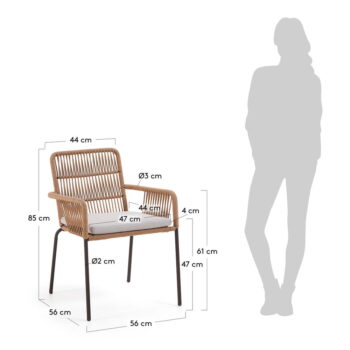 Záhradné kreslo s oceľovou konštrukciou a povrazovým výpletom Kave Home Samt – Obrázok 6