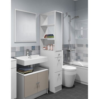 Biela vysoká kúpeľňová skrinka so zrkadlom 24x180 cm Combi - TemaHome - Image 9