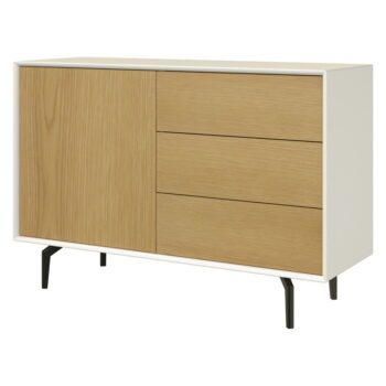Nízka závesná komoda v dekore duba v bielej a prírodnej farbe 113x61 cm Wall – Tenzo - Image 10