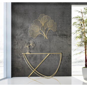 Konzolový stolík so sklenenou doskou v čierno-zlatej farbe 40x120 cm Ring – Mauro Ferretti - Image 2